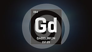 Gadolinium as Element 64 of the Periodic Table 3D illustration on grey background