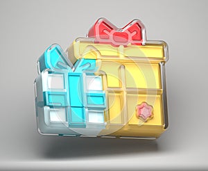 3D Illustration Gift box, present icon isolated