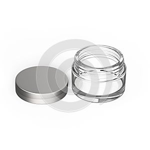 3D illustration glass cosmetic container for cream