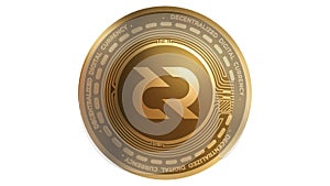 3d Illustration Golden Decred DCR Cryptocurrency Coin Symbol photo