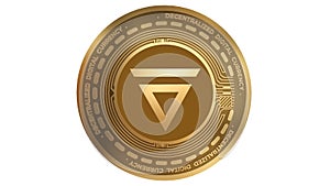 3d Illustration Golden Velas VLX Cryptocurrency Coin Symbol photo