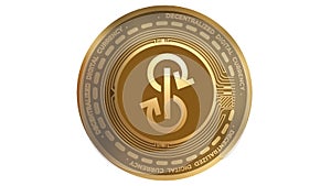 3d Illustration Golden Yearn Finance YFI Cryptocurrency Coin Symbol photo