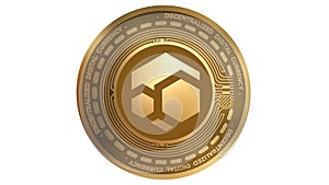 3d Illustration Golden ZEL Flux Cryptocurrency Coin Symbol photo
