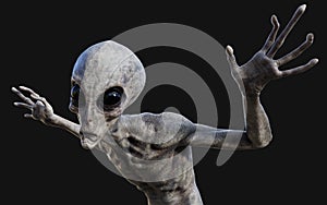 Alien on dark background with clipping path.