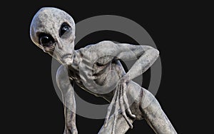 Alien on dark background with clipping path.