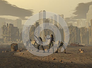 Mutants in a post apocalyptic landscape