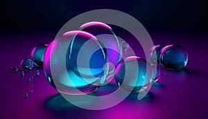 3d illustration of a group of water drops on a dark background