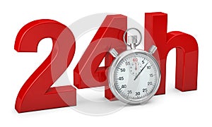 3d illustration 24h delivery with stopwatch