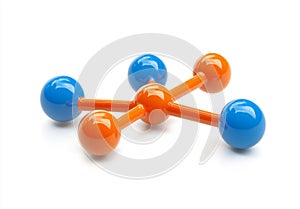 3D illustration of the H2O molecule model. Chemical formula of natural water.