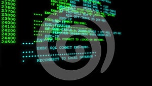 Hacker code running down a computer screen terminal