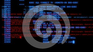 Hacker code running down a computer screen terminal