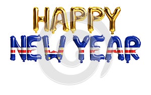 3d illustration of happy new year letter balloons with Cape Verde flag color isolated on white background photo