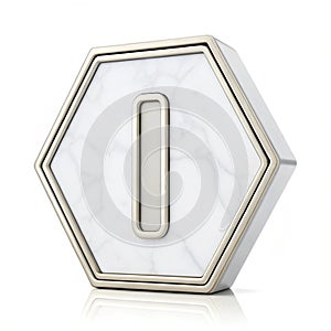 3D illustration of hexagonal vertical icon isolated on white background
