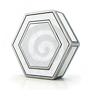 3D illustration of hexagonal vertical icon isolated on white background