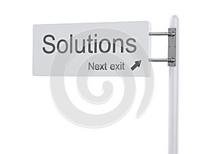 3D Illustration. Highway Sign, the next exit solutions. Isolated
