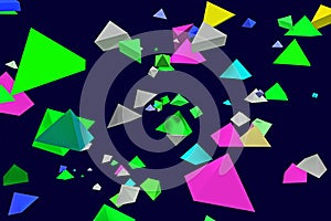 3d illustration of hovering pyramids