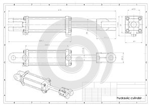 3d illustration of hydraulic cylinder