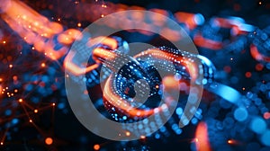 3D illustration of a hyper-detailed high-resolution virtual library of AI research. Generative AI Illustration.