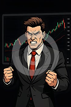 2D Illustration Image of a Traderâs Struggle