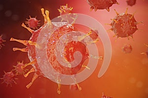 3d illustration of Influenza Virus H1N1. Swine Flu, infect organism, viral disease epidemic. photo