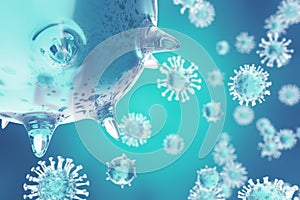 3D illustration of Influenza Virus H1N1. Swine Flu, infect organism, viral disease epidemic. photo
