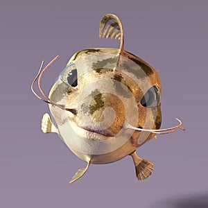 3d-illustration of an isolated colorful alien fantasy fish creature