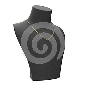 3D illustration isolated yellow gold chain necklace on a black m