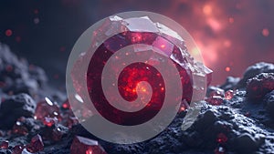 Gemstone or ruby on black background. 3d illustration.