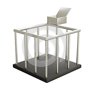 3D Illustration of a white lift platform with a structure