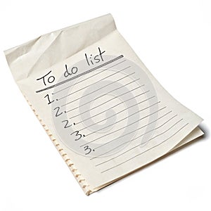 List on paper 3D isolated on white background