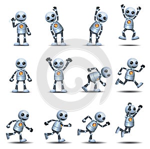 3d illustration of  little robot active lifestyle and vitality set photo