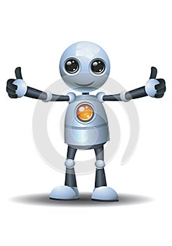 3d illustration of little robot business giving side to side double thumb up photo