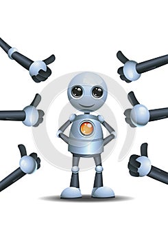 3d illustration of little robot business  surounding by  thumb up photo