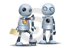 3d illustration of little robot instaling body part