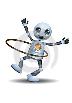 3d illustration of  little robot the kids playing hoola hoop