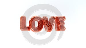 3D illustration of LOVE letters in the form of inflated balloons photo