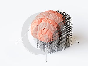 3d illustration of low poly human brain repair concept