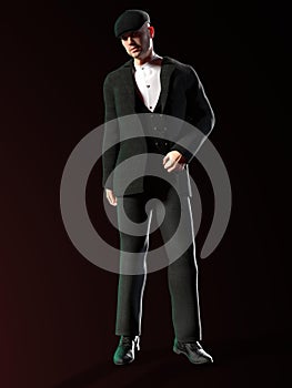 3D-illustration of a man from 1920 in a traditional outfit. could be a gangster or a hitman photo