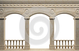 Marble antique wall arcade of the ancient world photo