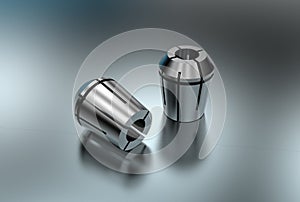 3D illustration of metal collets for instruments