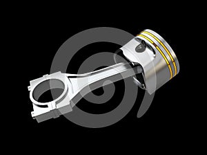 3d illustration of monochrome engine piston, isolated black