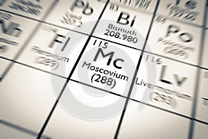 3D illustration of Moscovium chemical element