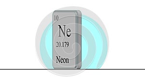 Neon. Element of the periodic table of the Mendeleev system