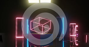 3d illustration, Neon light background and Space