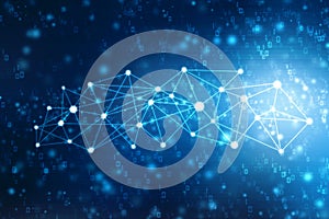 2d illustration Network community concept . Mixed media, Network Connection Concept