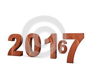 3d illustration of 2017 New Year concept isolated on white background.