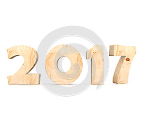 3d illustration of 2017 New Year concept isolated on white background.