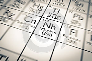 3D illustration of Nihonium chemical element