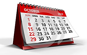 october 2017 calendar