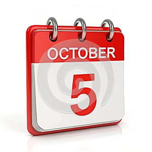 3D illustration of 5 October icon isolated on white background